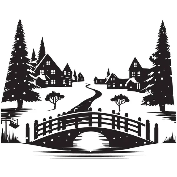 Kar Altlı Köprü Sanatıyla Büyüleyici Kış Köyü Sahnesi