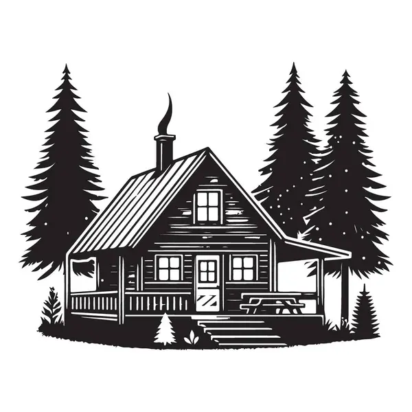Orman Vektörü İllüstrasyonunda Rahat Kabin