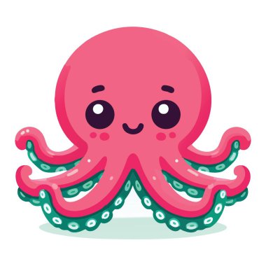 Şirin Pembe Ahtapot Çocuk Eğitim Projeleri Çizimi