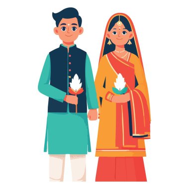 Hintli düğün çifti geleneksel kıyafet seremonisi