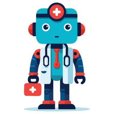 Sağlık ve Tıbbi Konseptler için Robot Doktor Vektör İllüstrasyonu