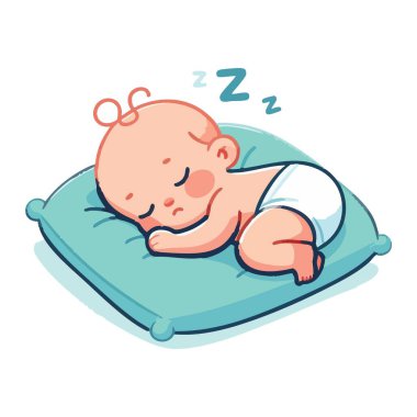 Uyuyan Bebek Çizgi Film Çizimi Huzurlu Şekerleme Bakımı Tasarımı