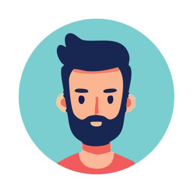 Sakallı Adam Avatar Vektör Resimleri Profil Resimleri İçin Uygun