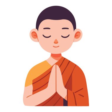 Serene Monk İllüstrasyon Farkındalık ve Ruhsal Projeler Vektörü