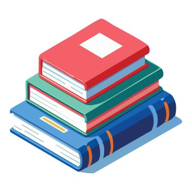 Eğitim ve Bilgi İçin Kitap Yığını Vektör Sanat İllüstrasyonu