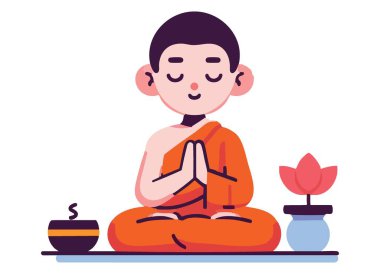 Huzurlu Budist Keşiş Ruhani Aydınlanma için Meditasyon