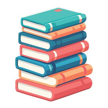 Eğitim ve Bilgi İçin Kitap Yığını İllüstrasyon Vektörü