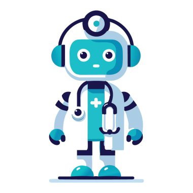 Sağlık Robotu Illustration Tıbbi AI Teknoloji Asistanı Konsepti