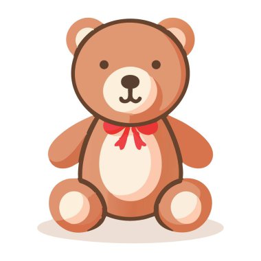 Çocuklar için Kızıl Yay İllüstrasyonlu Sevimli Kahverengi Ayı