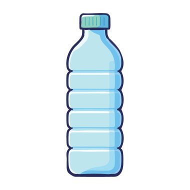 Basit Mavi Plastik Su Şişesi Suyu Taşıyıcı Çizim Tasarımı