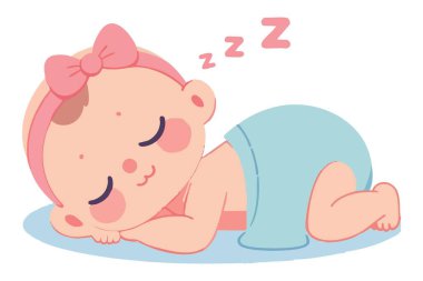 Uyuyan Bebek Tatlı Rüya Yeni Doğmuş Vektör Çizimi