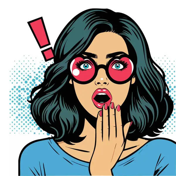 Şaşırmış Kadın Pop Sanat Sanatı Sanatçısı İllüstrasyonu Ünlem İşaretli