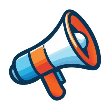 Canlı Turuncu ve Mavi Megafon Sunucu İllüstrasyonu