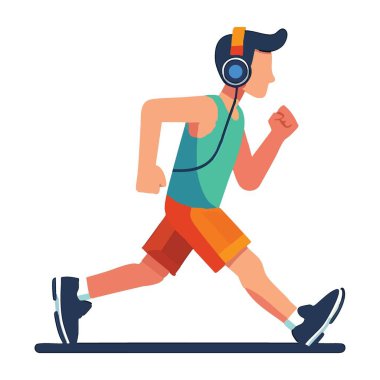 Kulaklıklı Adam Vektör İllüstrasyon Spor Salonu