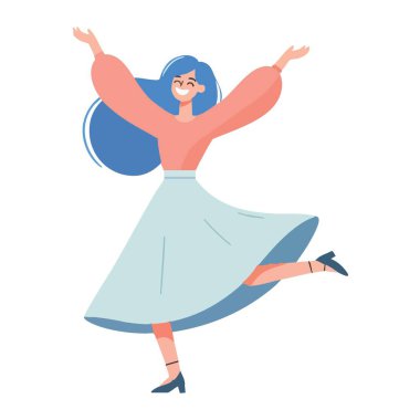 Neşeli Anlar İçin Dans Eden Mutlu Genç Kadın