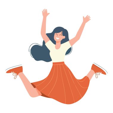 Heyecanlı Kadın Neşeli İspatlama Vektör Mutluluk Tasarımı