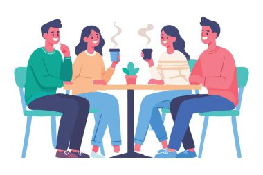 Arkadaşlar birlikte eğleniyor, çay içiyor, içiyor, konuşuyor..