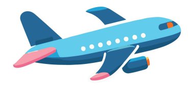 Ulaşım ve Seyahat İçin Mavi Ticari Uçak İllüstrasyon Vektörü