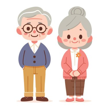 Büyükbaba ve Büyükbaba Resimleri Vektör Sevecen Yaşlı Çift Tasarım Elementi