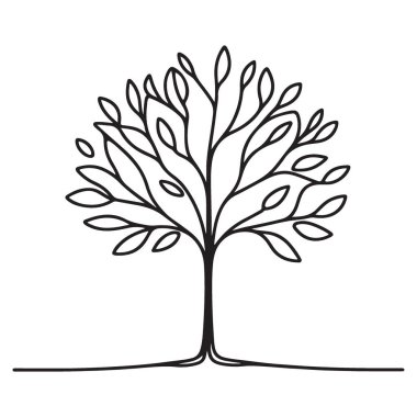 Yaprak vektör illüstrasyonlu minimalist ağaç basit grafik tasarımı