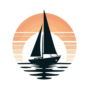 Sunset Vector Illustration 'da Yelkenli Tekne Yaz Maceraları İçin Mükemmel