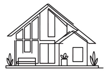 Modern Ev Mimari Vektörü Devamlı Çizim Tasarımı Çizimi Çizimi