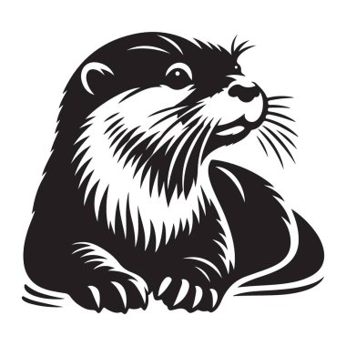 Detaylı Su Samuru Görünümü Vahşi Hayvan Vektör Sanatı