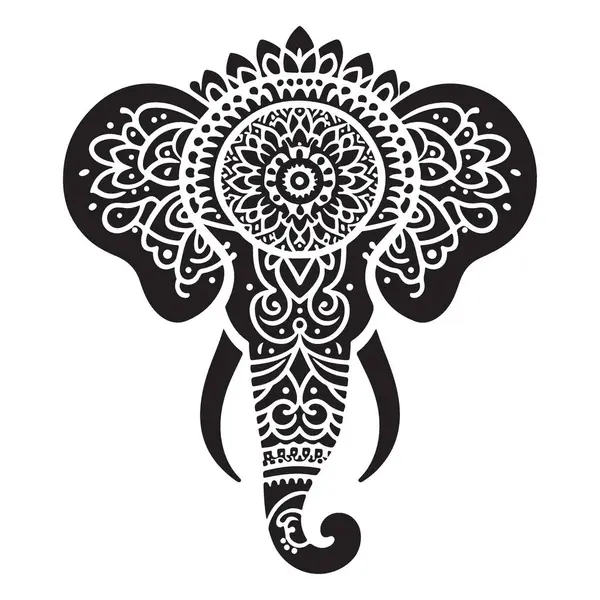 Ayrıntılı Fil Mandala Görüntü Vektör Sanat Tasarımı