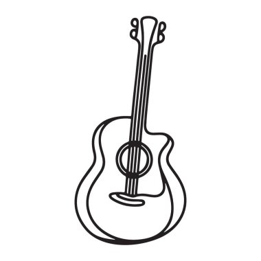 Müzik Aşıkları için Akustik Gitar Vector Line Sanat İllüstrasyonu