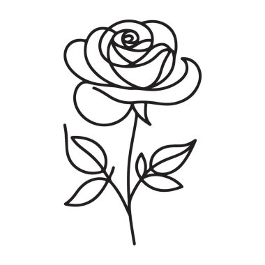Basit Gül Çiçeği Vektör Çizgisi Sanat Resimleri Güzel Çiçek