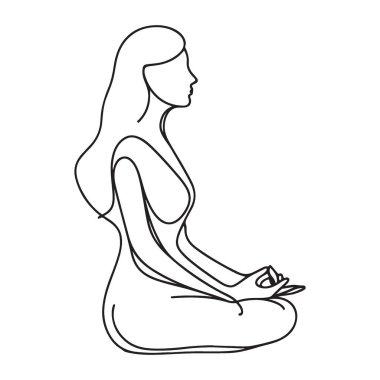 Serene Woman Meditasyon Lotus Pozisyon Vektörü Sağlık Sanatı