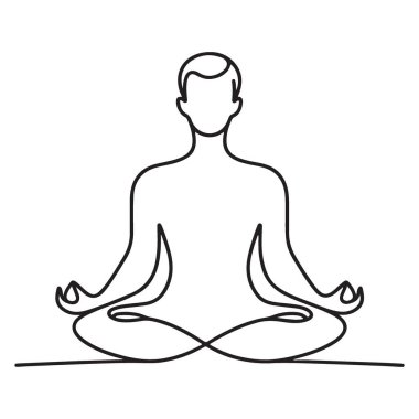 Huzurlu Meditasyon Poz Çizgisi Resim Gösterimi Vektörü