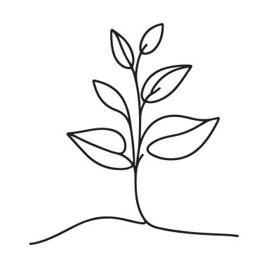 Bitki Yetiştirme İllüstrasyonu Basit Çizgi Sanat ve Geliştirme Kavramı
