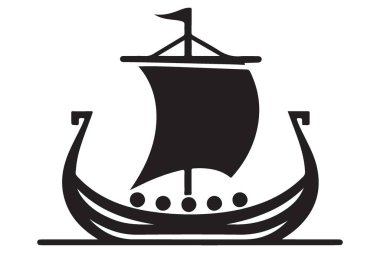 Viking Gemisi Siluet Vektör Tarihi ve Deniz Tasarımları İllüstrasyonu