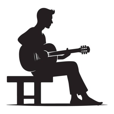 Gitarist silueti vektör illüstrasyon müzik sanatçısı