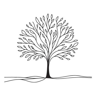 Yapraklı güzel ağaç vektör illüstrasyon doğa tasarım elementi