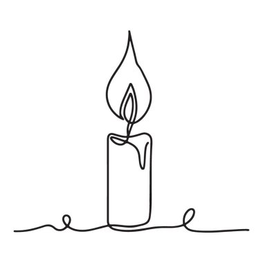 Ateşli aralıksız çizgi vektör illüstrasyonlu mum anısı dekorasyonu