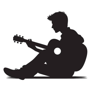 Siluet Adam Müzik Temalı Tasarımlar için Gitar Resimleri Çalıyor