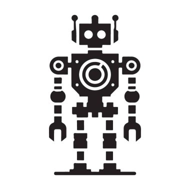 Teknoloji ve otomasyon projeleri için robot siluet vektör çizimi
