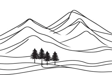 Ebedi yeşil ağaçların çizdiği huzur dolu dağ manzarası