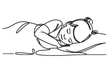 Huzurlu Uyuyan Kişi Siluet Çizgisi Sanat Asgari İllüstrasyonu