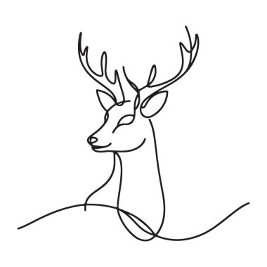 Geyik Başlığı Profili Sürekli Satır Vektörü İllüstrasyon Doğa TemasıName