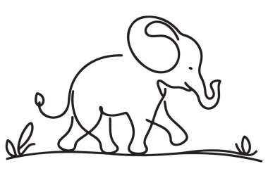 Minimalist Fil Hattı Sanat Çizgisi Çocuk Tasarımları İçin Mükemmel