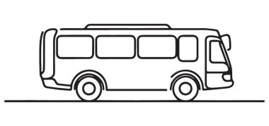 Minimalist Otobüs Silüeti Taşımacılık veya Seyahat Tasarımı Çizimi