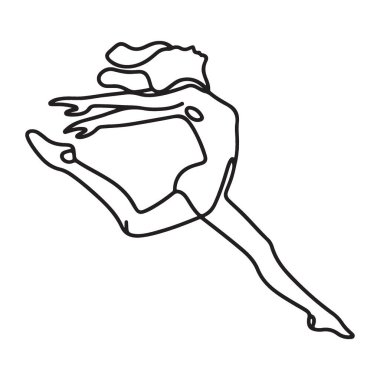 Dinamik Bale Dansçısı Siluet Duvar Dekorasyonu için Tek Satır Sanat