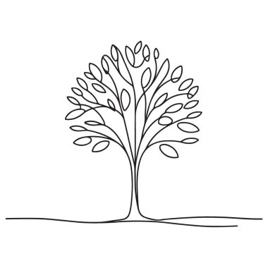 Yaratıcı Tasarım İçin Minimalist Tek Çizgili Ağaç Resmetme Vektörü