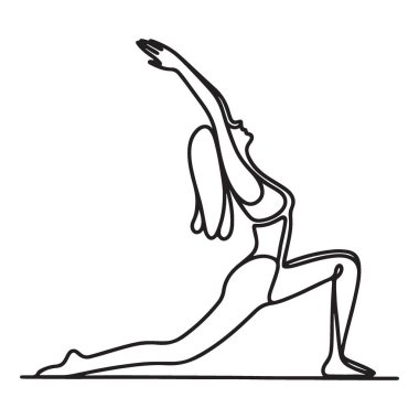 Yoga Poz Bir Çizgi Savaşçı Biçimli Uyum Vektörü