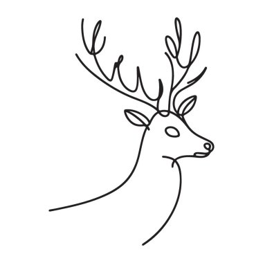 Modern Dekor için Zarif Tek Çizgili Geyik Silueti Sanat Yazısı