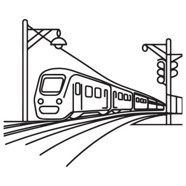 Seyahat ve Modern Tasarım İçin Ekspres Tren Çizgisi Sanat Silüeti