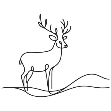Zarif Geyik Silüeti Resimleri Bir Satır Çizimi Basit Vektör